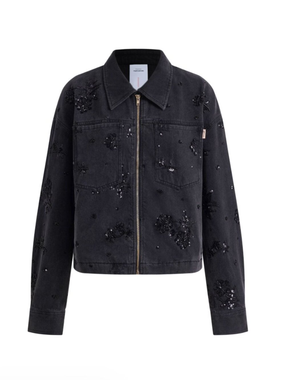 Amber Zipper Denim Jacket in Embellished Denim Size S